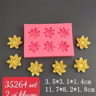 Khuôn silicon hoa sen nước cánh nhọn vĩ 6 hoa 3.5cm