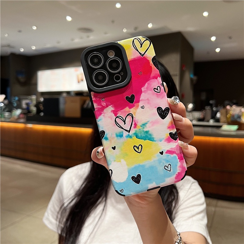 Graffiti heart case tương thích cho iphone 11 12 13 14 pro max soft tpu case xs max xr se2 7plus 8plus phone cover