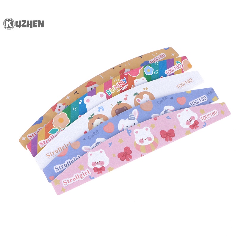 Kuzhen mô hình hoạt hình dụng cụ làm móng tay bộ đệm giũa móng tay double-sided white gauze máy đánh bóng móng tay móng chân làm móng tay hot