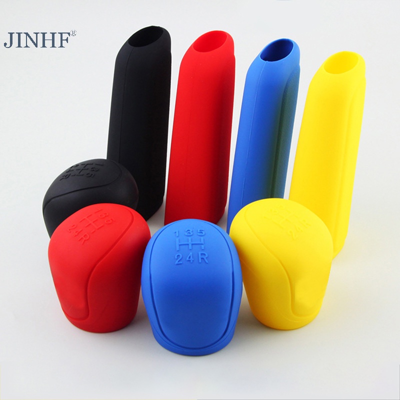 Jinhf 1pc xe ô tô hướng dẫn sử dụng silicone shift gear head núm núm nắp phanh tay nắp phanh tay bao tay vỏ bọc bảo vệ da kiểu dáng xe nóng