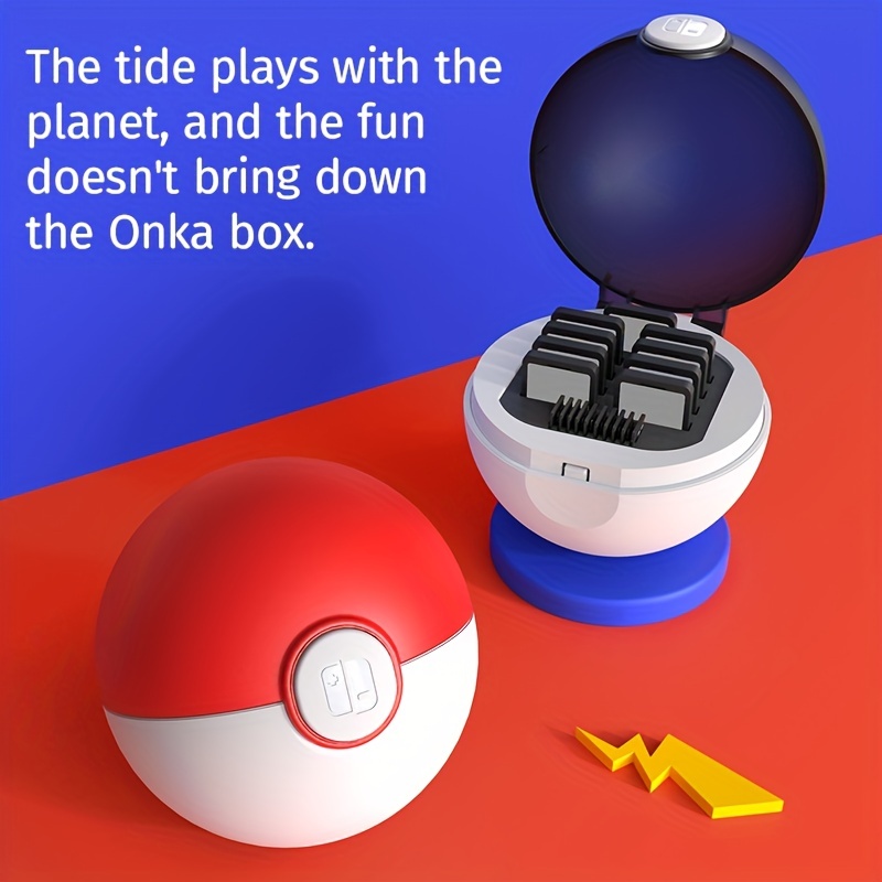 Hộp lưu trữ pokemon poke ball cho nintendo switch & switch oled / lite card switcholed game card strap, fun tumbler storage box