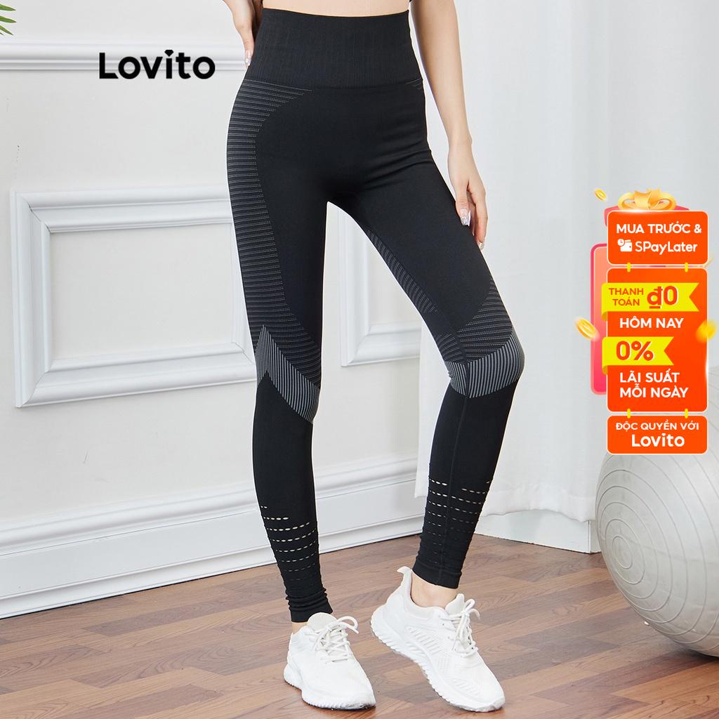 Quần legging tập yoga LOVITO màu trơn lưng cao nâng mông không đường may dành cho nữ L15X180