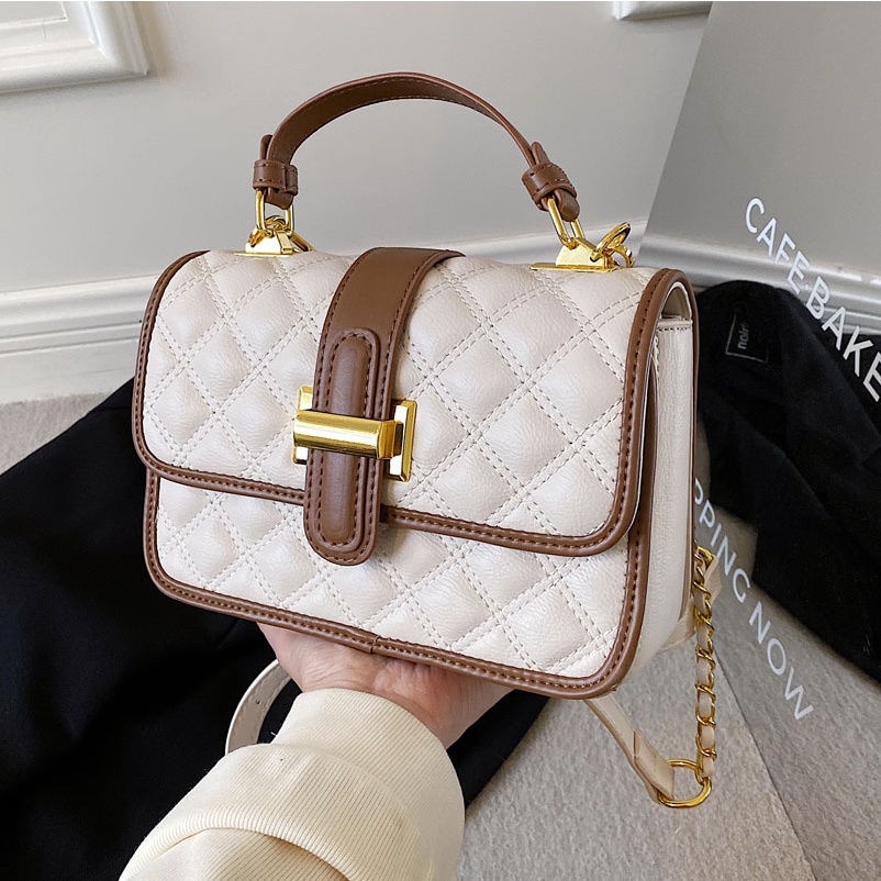 Túi Đeo Vai Hình Vuông Cỡ Nhỏ In Họa Tiết Hình Thoi Thời Trang Cho Nữ