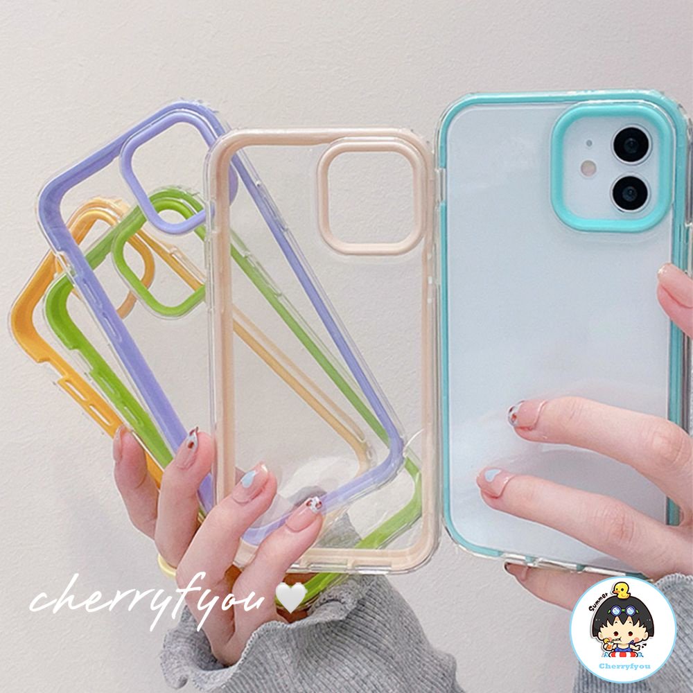 Ốp Điện Thoại TPU Mềm Bo Viền 3 Trong 1 Màu Macaron Chống Vỡ Cho IPhone 14 13 12 11 Pro Max X Xs XR 8 7 Plus