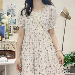 Đầm Tay Phồng In Hoa Thời Trang Mùa Hè Pháp Cho Nữ