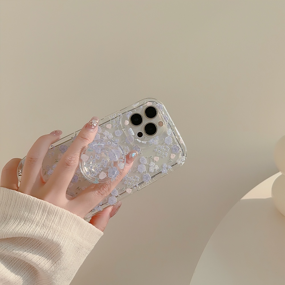 Ốp Điện Thoại Túi Khí Hình Tròn Gắn Giá Đỡ Hình Hoa Cho IPhone 14promax 14pro 13promax 12 11