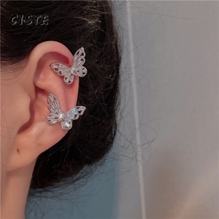  Khuyên Kẹp Vành Tai Không Cần Xỏ Lỗ Hình Bướm Đính Đá Zircon 