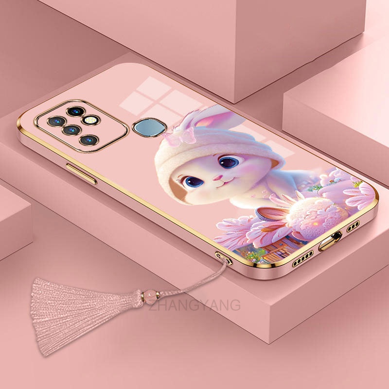 ốp lưng infinix hot 10 Ốp Điện Thoại Tpu Dẻo Mạ Màu Gradient In Hình Thỏ Kèm Dây Đeo Cho infinix hot 10