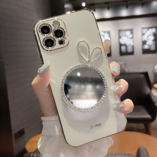 Ốp Lưng TráNg Gương HìNh Tai Thỏ Cho IPhone 14 13 12 11 Pro Max X Xs Xr Xs Max 6 6S 7 8 Plus
