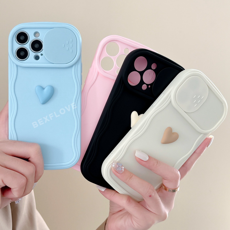 Ốp Điện Thoại Silicon Mềm Hình Trái Tim 3D Dễ Thương Cho IPhone 11 12 13 14 Pro Max Plus 14pro 13Pro 12Pro 12Promax 13Promax 14Promax