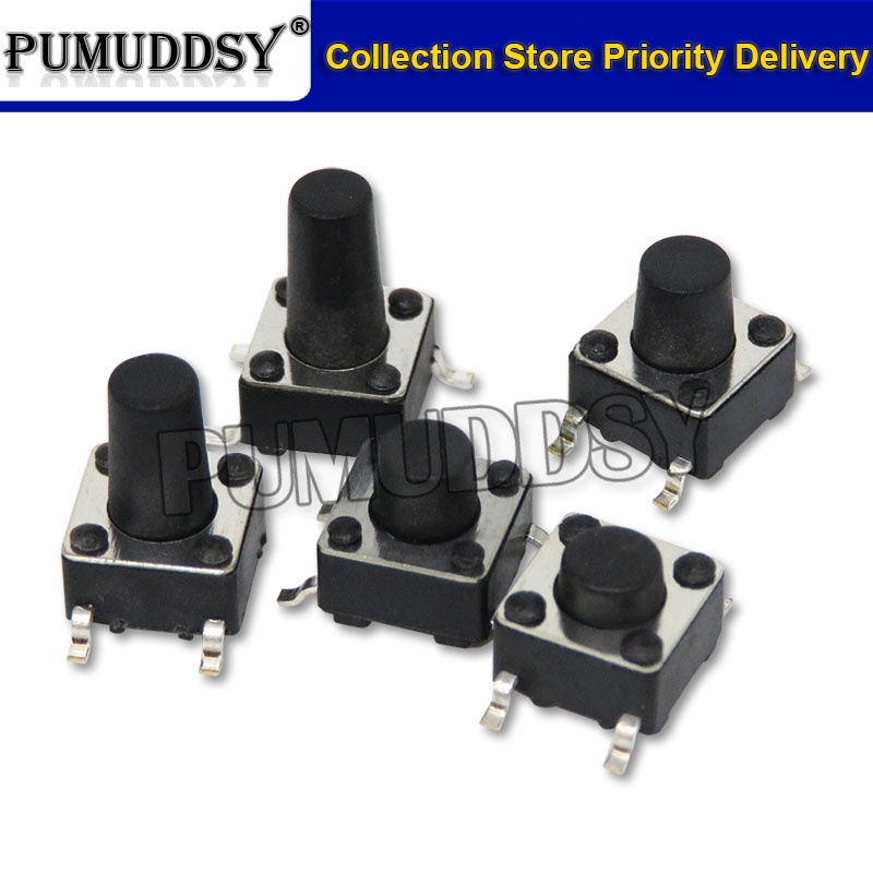 Set 50 Nút Công Tắc Ấn 6X6X4.3 / 5 / 6 / 7 / 7.3 / 9 / 10mm 6 * 6 * 4.3mm 5mm 6mm 7mm