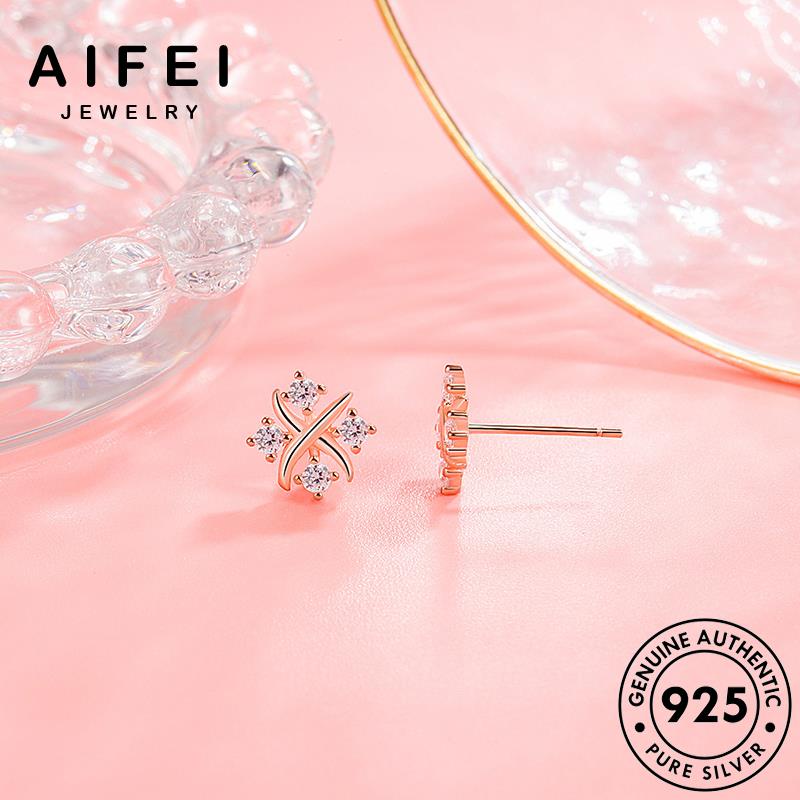 AIFEI JEWELRY xỏ thật Thời trang vàng tai khuyên cương tròn thời moissanite nữ bạc phụ kiện hàn bản quốc kim tua bông tính vuông 925 cá nguyên sức vành E178
