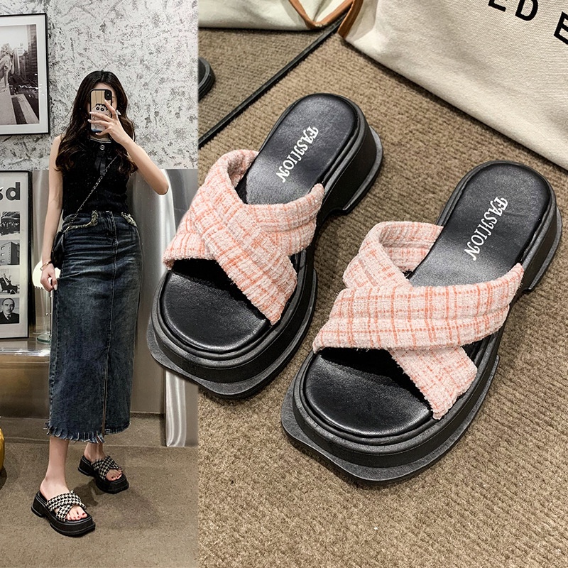 Dép nữ, thời trang retro, dép chéo, giá cả phải chăng，dép sandal nữ,dép nữ đế cao-AA1196