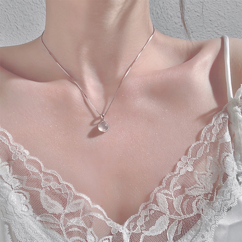 Vòng cổ Choker Bằng Bạc 17KM Mặt Tròn Đơn Giản Có Thể Tháo Rời Cho Nữ