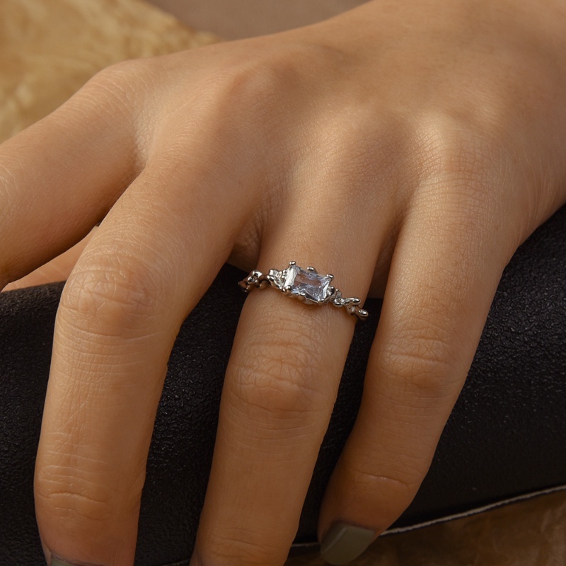 Nhẫn Hở Đính Đá Màu Sắc Đơn Giản Phong Cách Punk Hip Hop Cho Nam Và Nữ