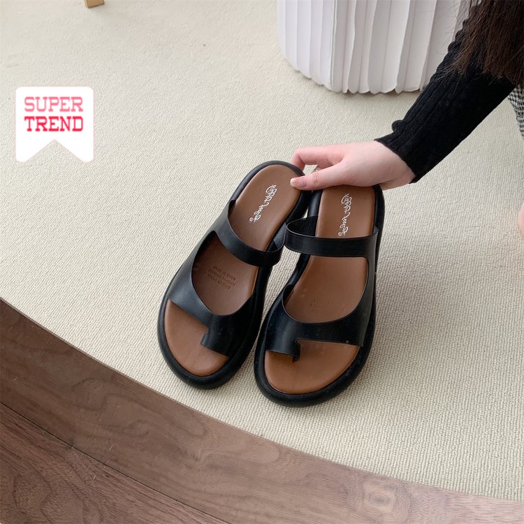 Dép Sandal Mũi Tròn Màu Trơn Thoải Mái Thời Trang Mới Dễ Phối Đồ