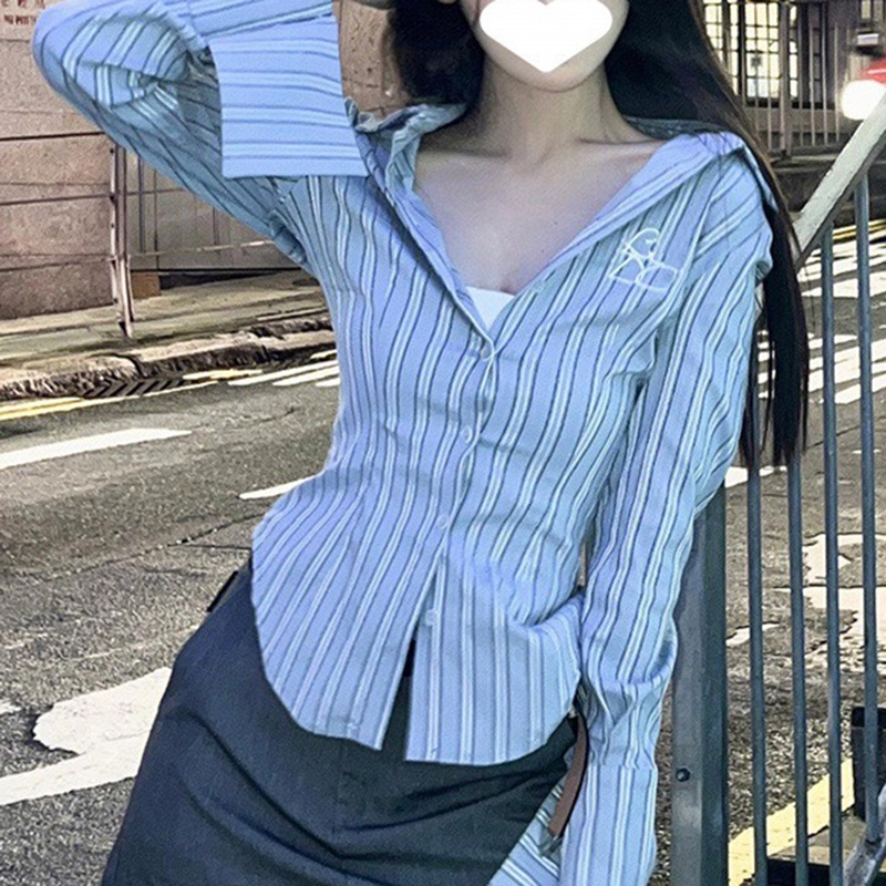 IELGY Áo Sơ Mi Tay Lỡ Ôm Eo Phong Cách Mỹ Thời Trang Cho Nữ