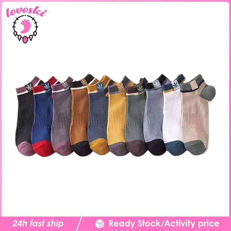 Set 10 Đôi Vớ Cổ Thấp Thoải Mái Thấm Hút Mồ Hôi Cho Nam Chạy Bộ