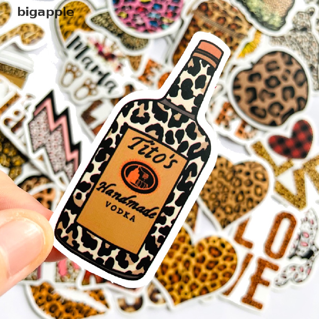 Bộ 50 Miếng Dán Họa Tiết Da Báo Thời Trang Dùng Trang Trí Điện Thoại / Notebook / Xe Đạp