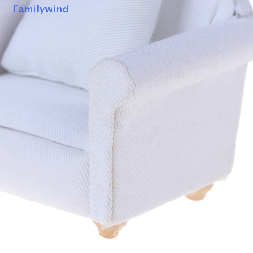 Mô Hình Ghế Sofa Màu Trắng Có Đệm Lưng Tỉ Lệ 1 / 12 Trang Trí Nhà Búp Bê