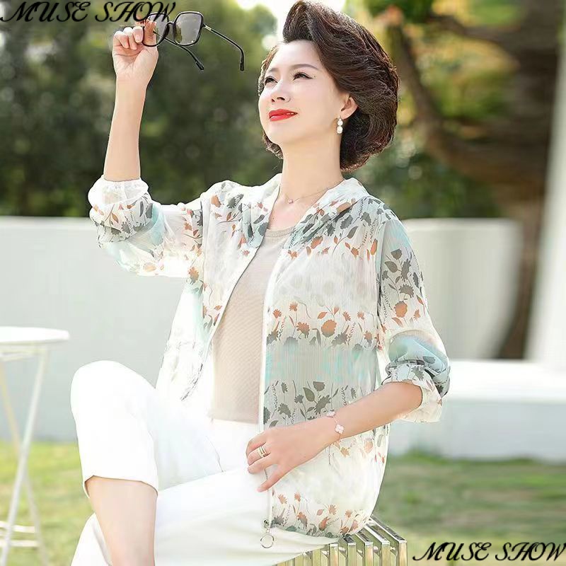 Áo Khoác Cardigan Mỏng Nhẹ Chống Nắng Phong Cách Phương Tây Thời Trang Xuân Hè Cho Nữ Trung Niên