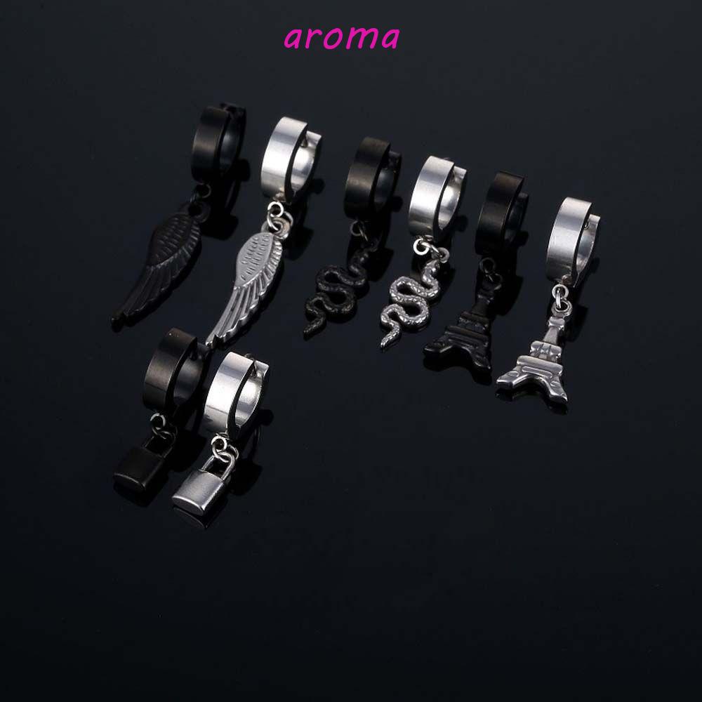 Bông Tai Dạng Vòng Bằng Thép Không Gỉ Họa Tiết Lông Rắn / Lông Vũ Thời Trang Cho Nữ