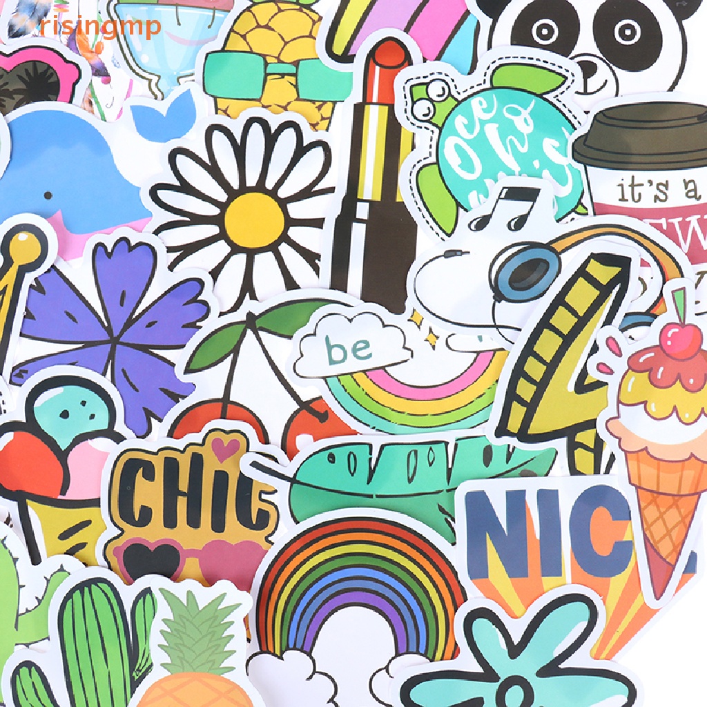 Set 50 Miếng Dán Hoạt Hình Dễ Thương Trang Trí Laptop / Vali / Ván Trượt / Guitar / Ván Trượt