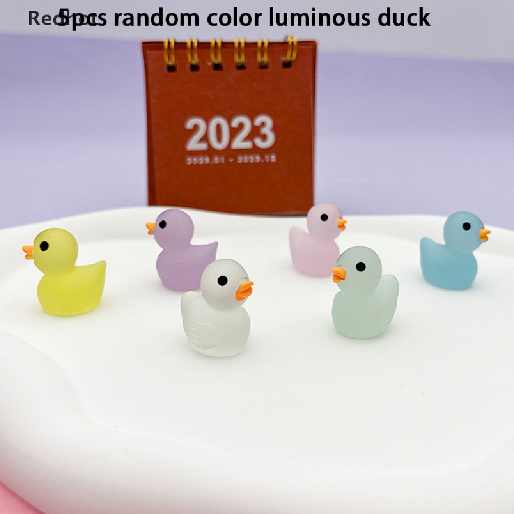 &lt; Redhot &gt; Bộ 5 Vịt Đồ Chơi Phát Sáng Trong Bóng Tối Trang Trí Bằng Nhựa Resin Dễ Thương
