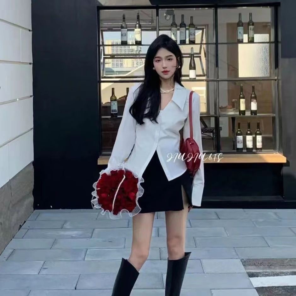 COZOKC Áo Sơ Mi Dài Tay Cổ Chữ V Thời Trang Dành Cho Nữ