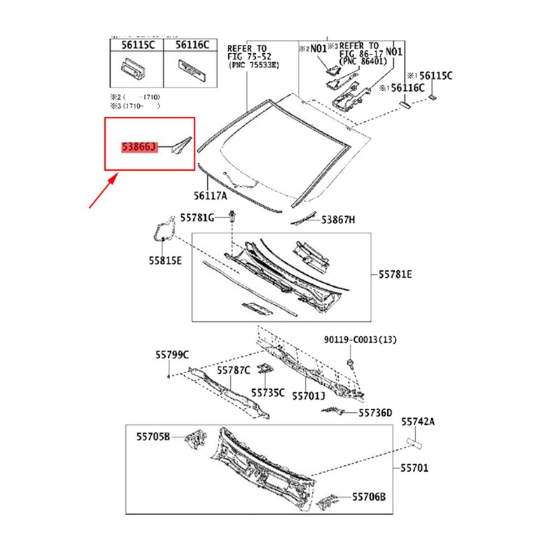 Nắp Đậy Bên Trái / Phải Cho TOYOTA RAV4 2013-2019 53866-42020