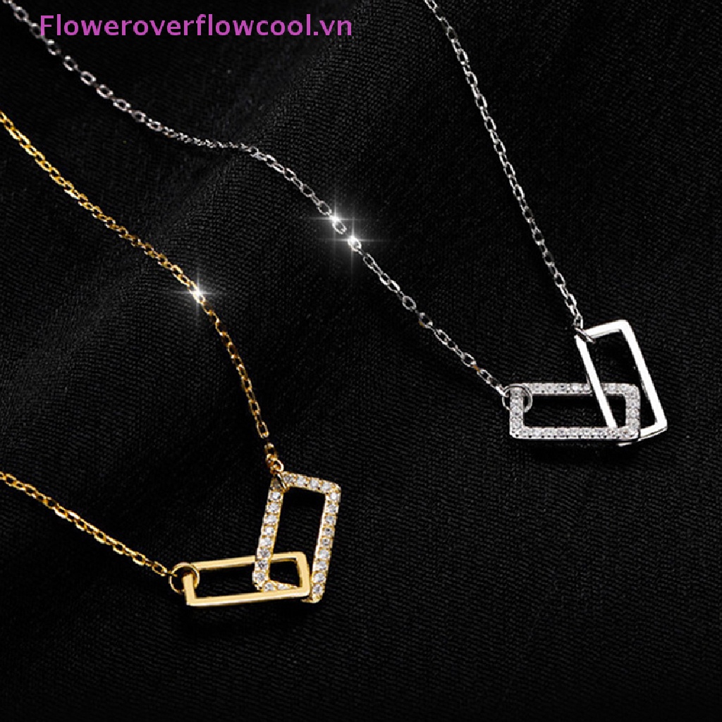 Vòng cổ Hai Lớp Mặt Vuông Đính Đá Lấp Lánh