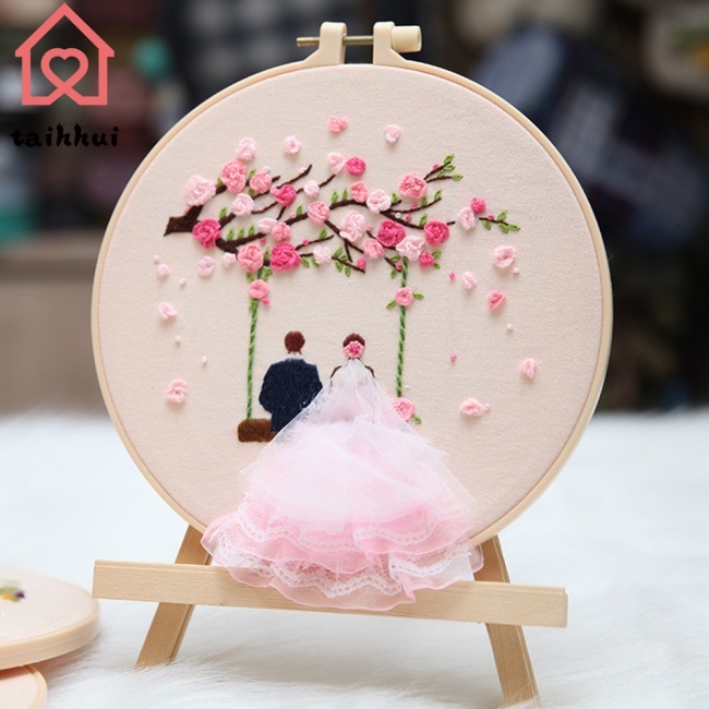 Bộ Tranh Thêu Chữ Thập Hình Cô Dâu Chú Rể Diy