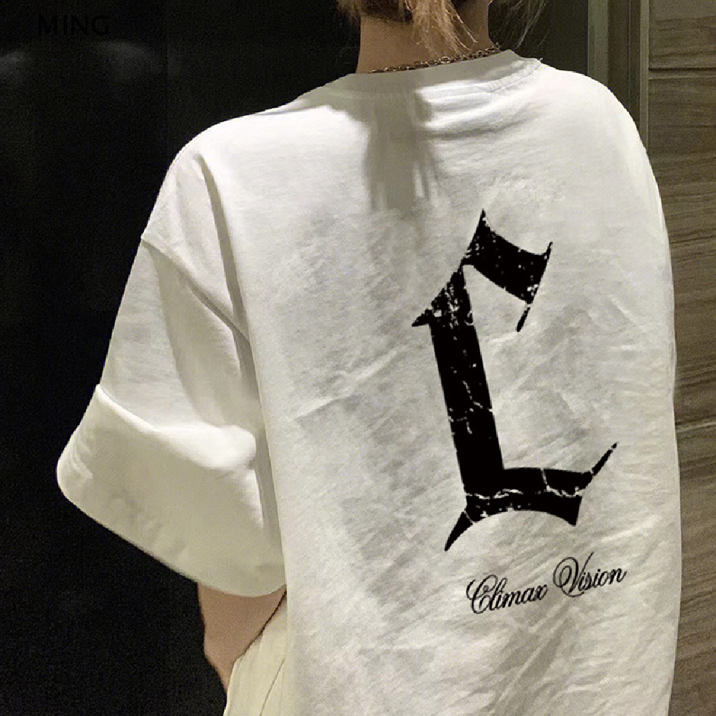 Áo Thun Nữ Ngắn Tay Cổ Tròn In Chữ Phong Cách Retro