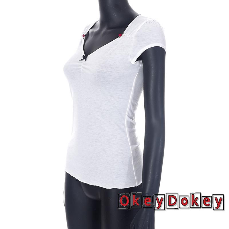 Áo Crop Top Ôm Dáng Cổ Chữ V Phong Cách Retro Vintage Dành Cho Nữ