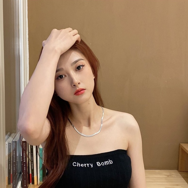 Dây chuyền nữ nam titan cao cấp thời trang kiểu dây mì dẹp ahaha.official kích cỡ 3mm màu trắng thép không gỉ PTDCNA43