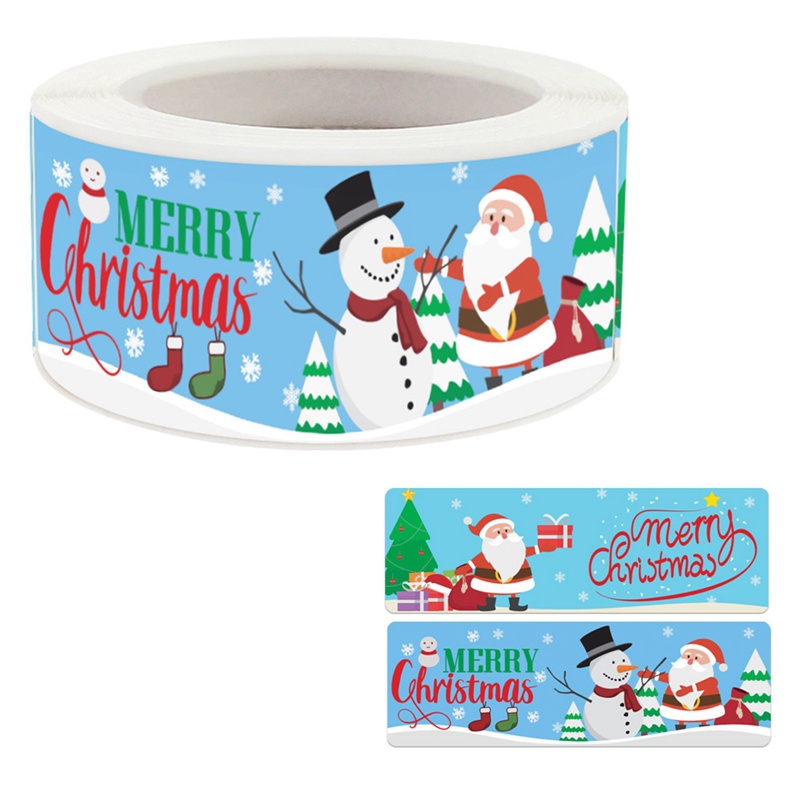 Cuộn 120 Nhãn Dán Trang Trí Giáng Sinh Tự Dính Hình Chữ Nhật Margot3