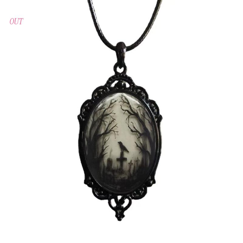 Vòng cổ Mặt Kính Hình Thánh Giá Phong Cách Punk Gothic Thời Trang Cho Nữ
