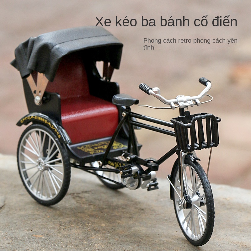 Mô Hình Xe Hơi Rickshaw Ba Bánh Bằng Hợp Kim Cứng Chất Lượng Cao