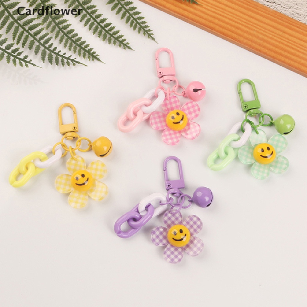< Cardflower > Móc Chìa Khóa Hình Hoa Hướng Dương Mặt Cười Mặt Cười Dễ Thương Có Chuông Phụ Kiện Đồ Chơi Quà Tặng Trang Trí