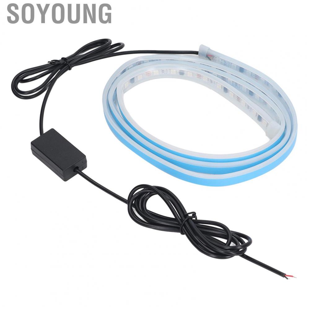 Soyoung 59in Car Hood Strip Light 5W 12V RGB  Control Waterproof Exterior Ambient Lighting Universal Fit for