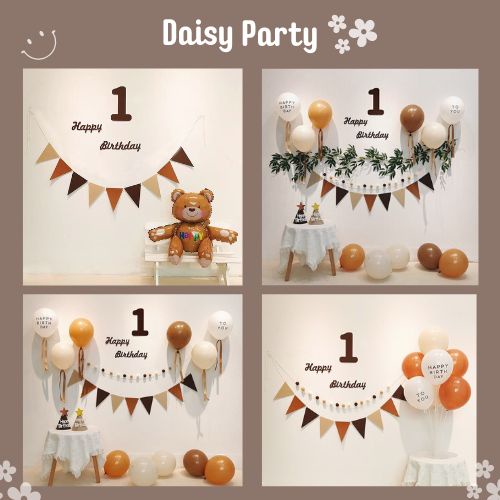 Full Set Trang Trí Sinh Nhật Tone Màu Nâu Kèm Số Tuổi Đáng Yêu Cho Bé Và Người Lớn cho bé- Daisy Party