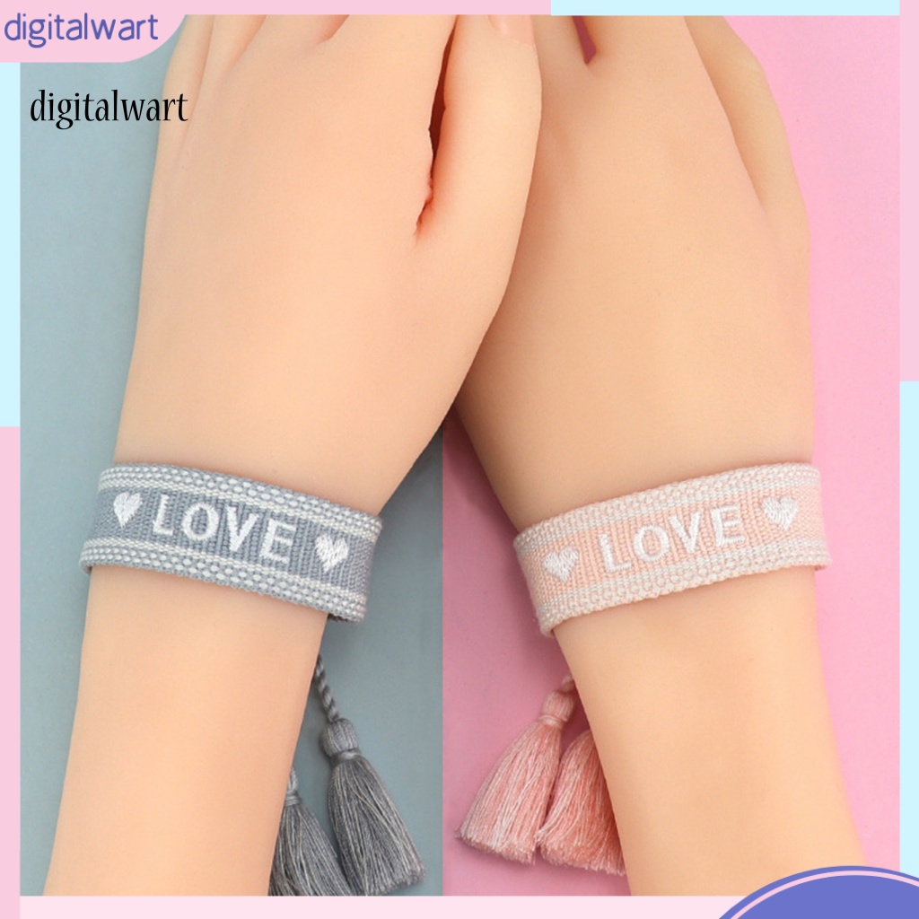 Kỹ Thuật Số| Vòng Đeo Tay Dạng Quấn Thêu Chữ n Phối Dây Tua Rua Tinh Tế Thời Trang Cho Bạn Bè