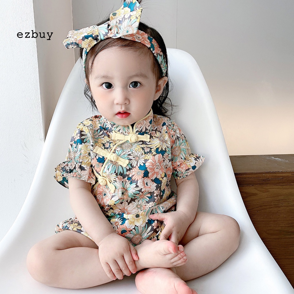 Bộ Áo Liền Quần In Hoa Dáng Rộng Thoáng Khí Thời Trang Mùa Hè Xinh Xắn Cho Bé Gái