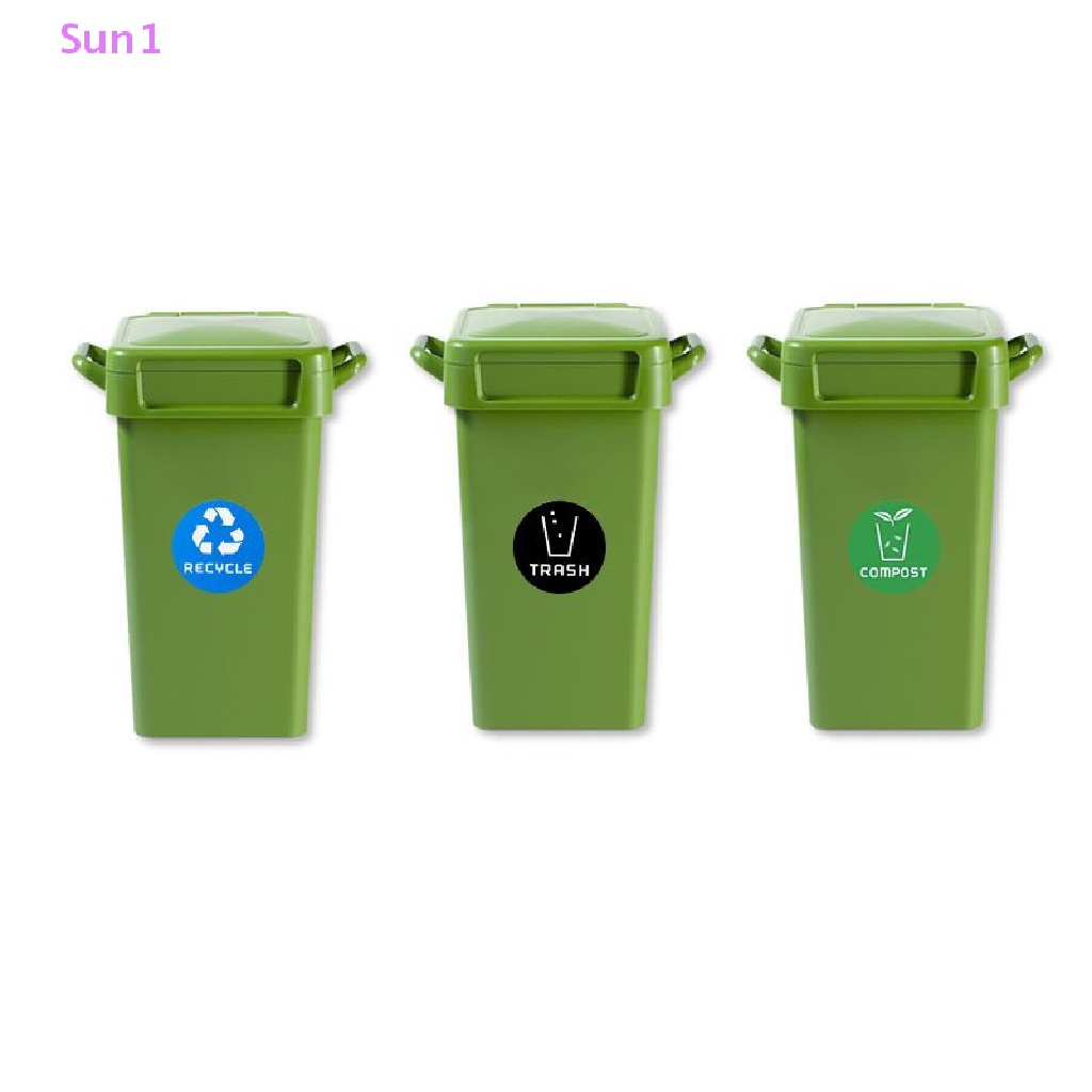 Sun1 &gt; Set 12 Sticker Dán Thùng Rác Tái Chế Đường Kính 10CM Bằng Nhựa PVC