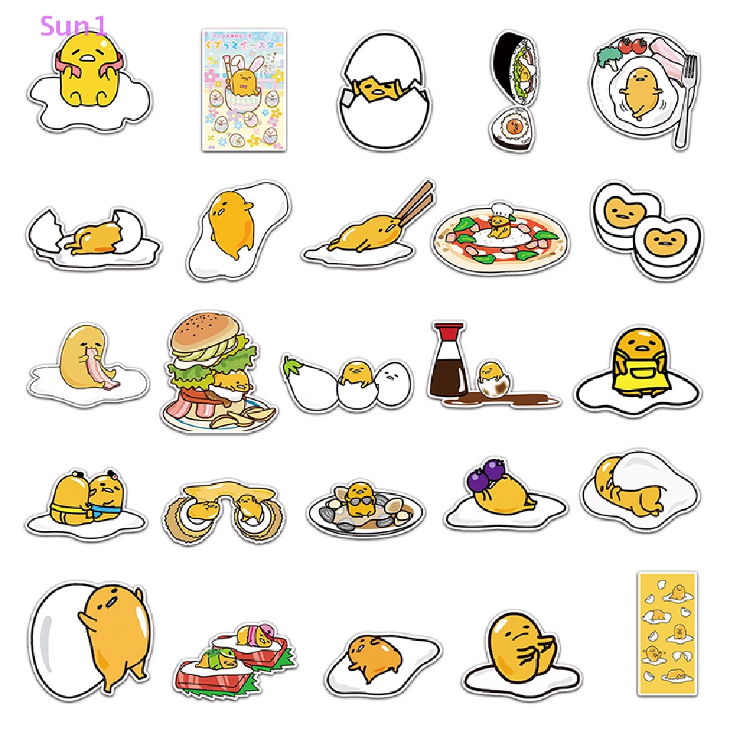 Bộ 50 Miếng Dán Chống Nước Họa Tiết Hoạt Hình Anime Gudetama Sun1