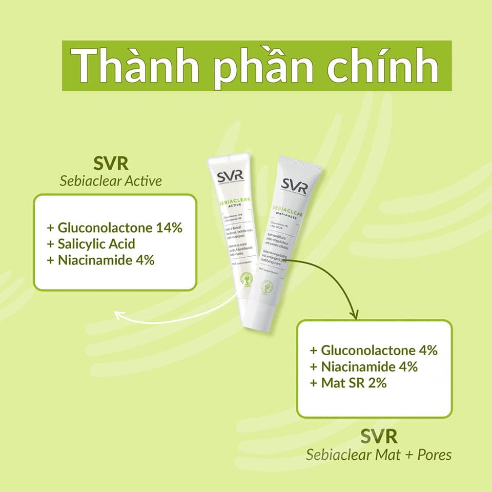 Kem dưỡng SVR Sebiaclear Active, Mat + Pores kiềm dầu, giảm mụn, thu nhỏ lỗ chân lông 40ml