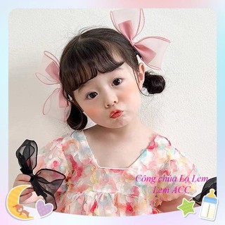 Set 2 kẹp tóc nơ voan, set kẹp tóc cho bé gái đáng yêu tiểu thư cho bé gái L015