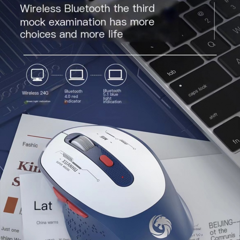Chuột Không Dây Bluetooth 2.4Ghz USB Type-c 1200dpi 6 Nút Bấm Cho MacBook