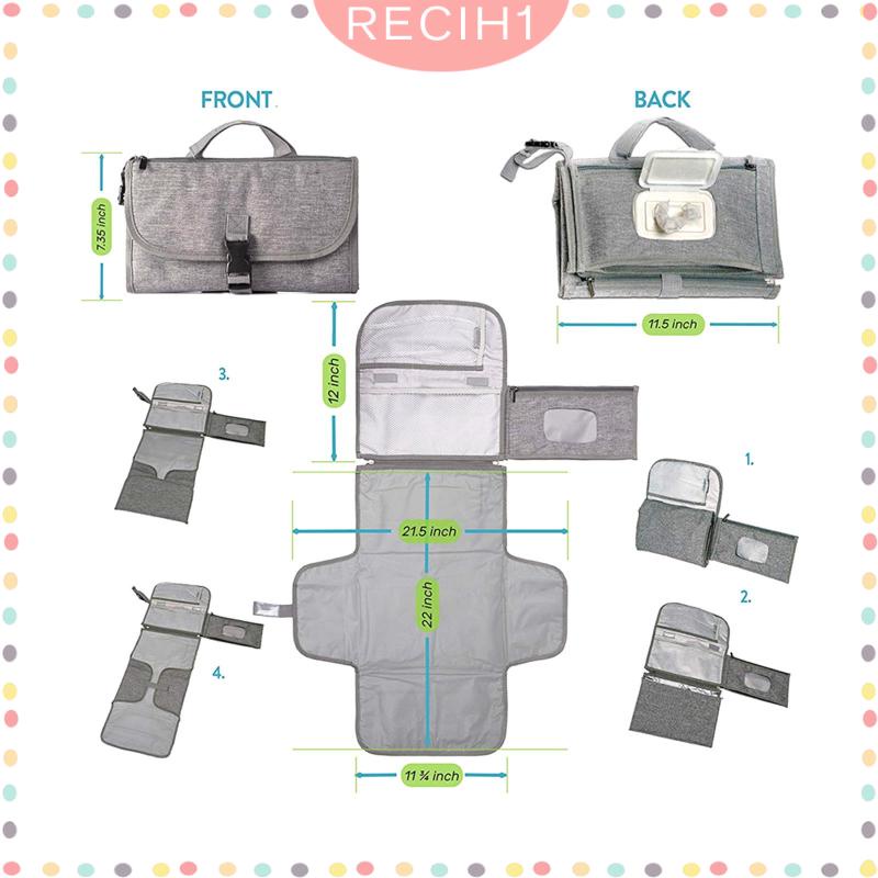 Thảm Lót Thay Tã Nhẹ Có Túi Tiện Dụng Cho Bé 21.5 "x22"