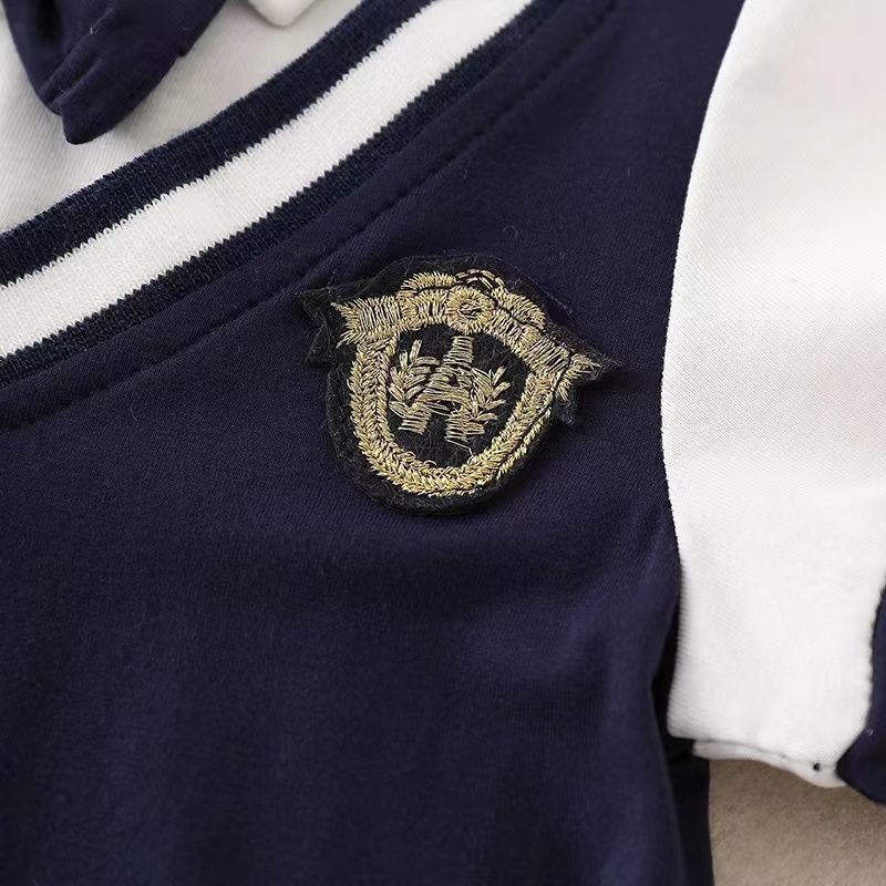 Bộ Áo Liền Quần Giả Hai Mảnh Tay Ngắn Thắt Nơ Phong Cách Quý Ông Thời Trang Mùa Hè Dành Cho Bé Trai